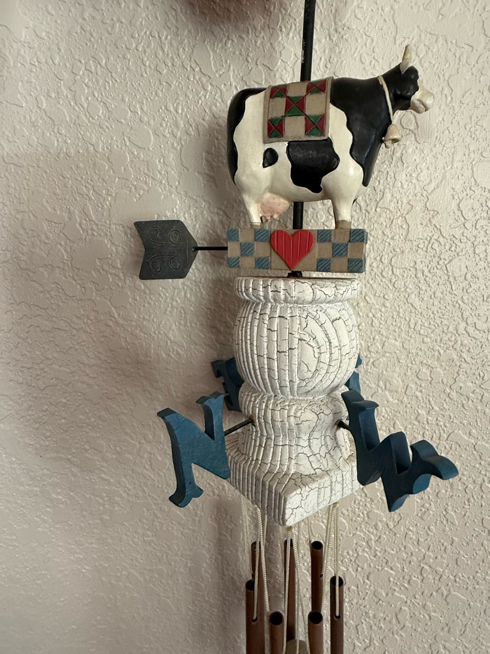 Jim Shore Black & White Cow Wind Chime